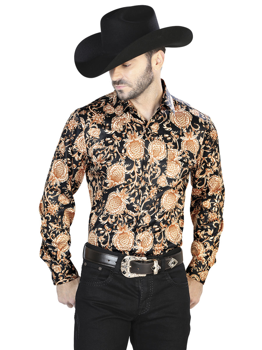 Gold And Black Casual Long Sleeve Shirt 44092 CABALLERO / S Gold And Black Casual Long Sleeve Shirt 44092 CABALLERO / S
