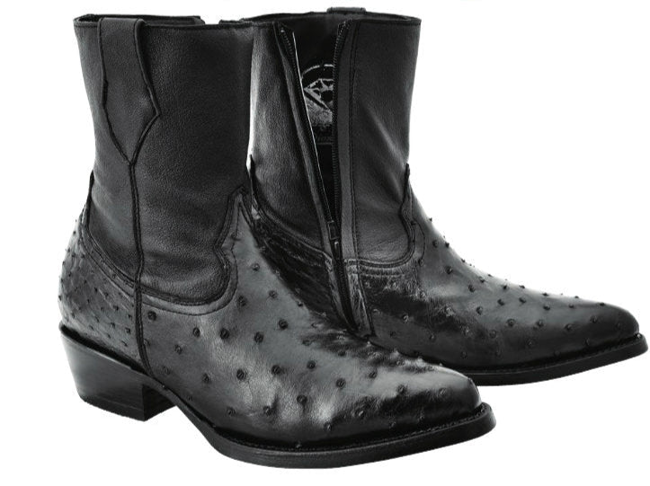 White Diamond Boots Skinny Shaft Original Ostrich Black