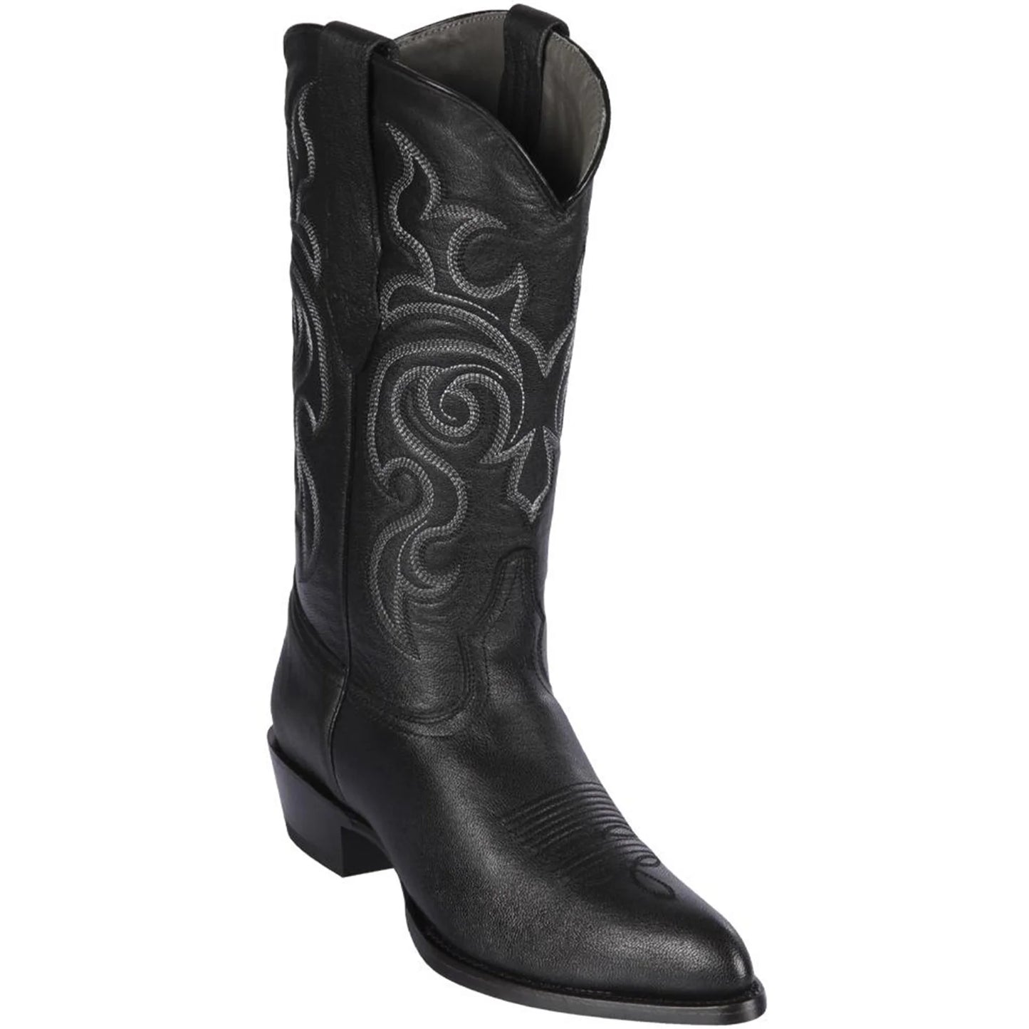 Los Altos Black Genuine Rage Leather J-Toe Cowboy Boots