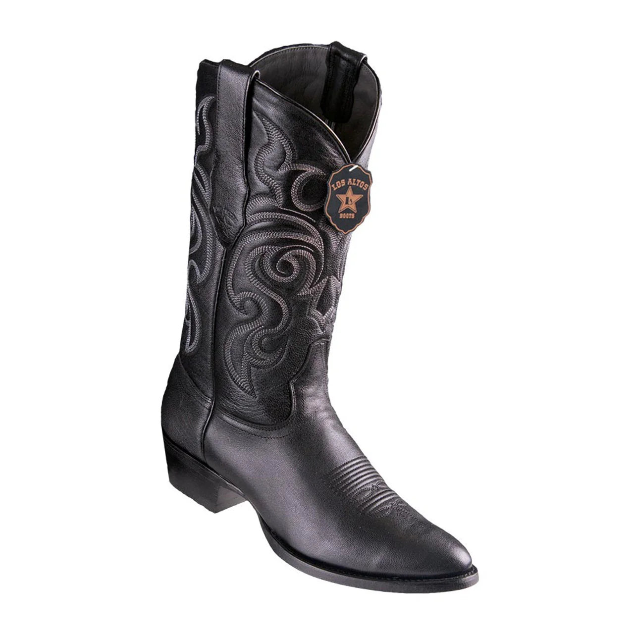Los Altos Boots Round Toe Men’s Black Goat Leather Boots