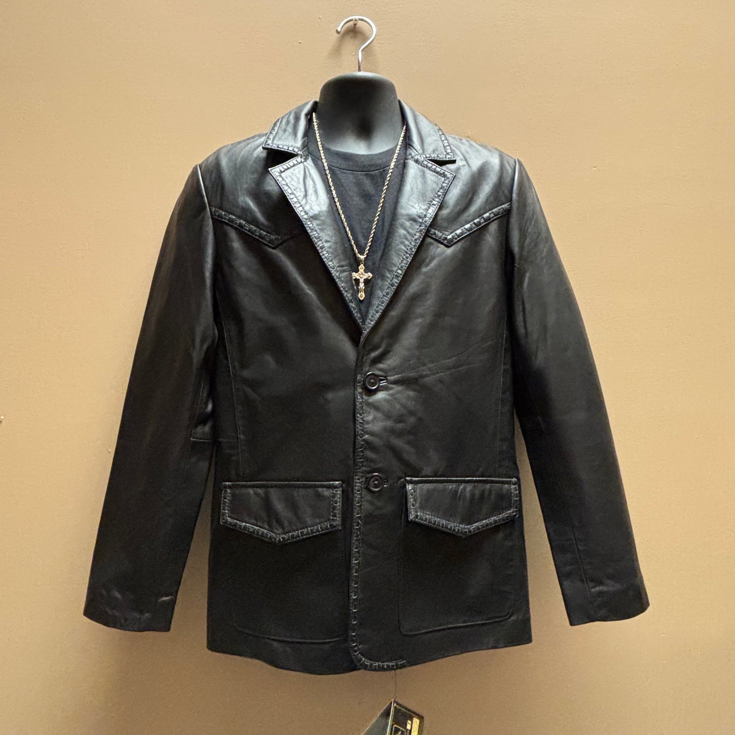 Valentin Black Western Authentic Leather Jacket