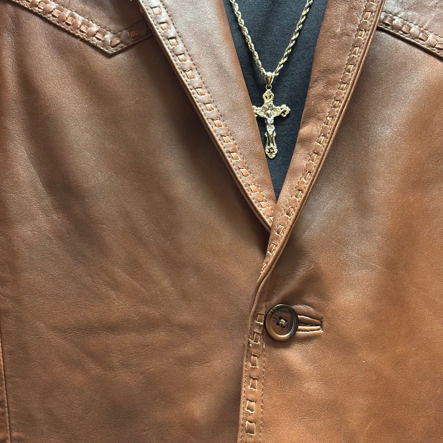 Valentin Tan Western Authentic Leather Jacket