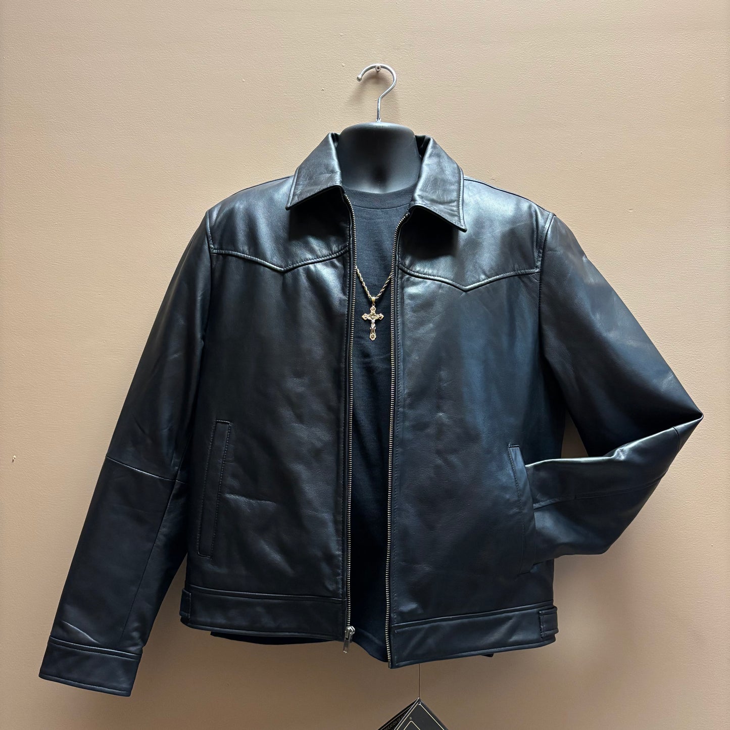 Western Biker Leather Jacket Black