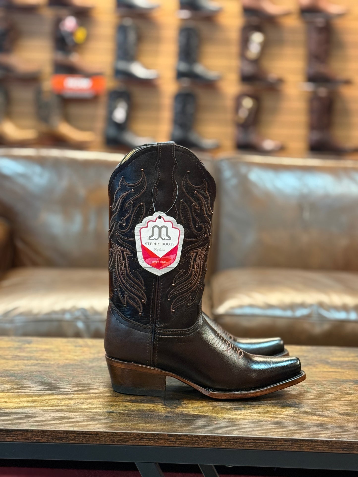 Stephy Cowgirl Boot Brown Snip Toe