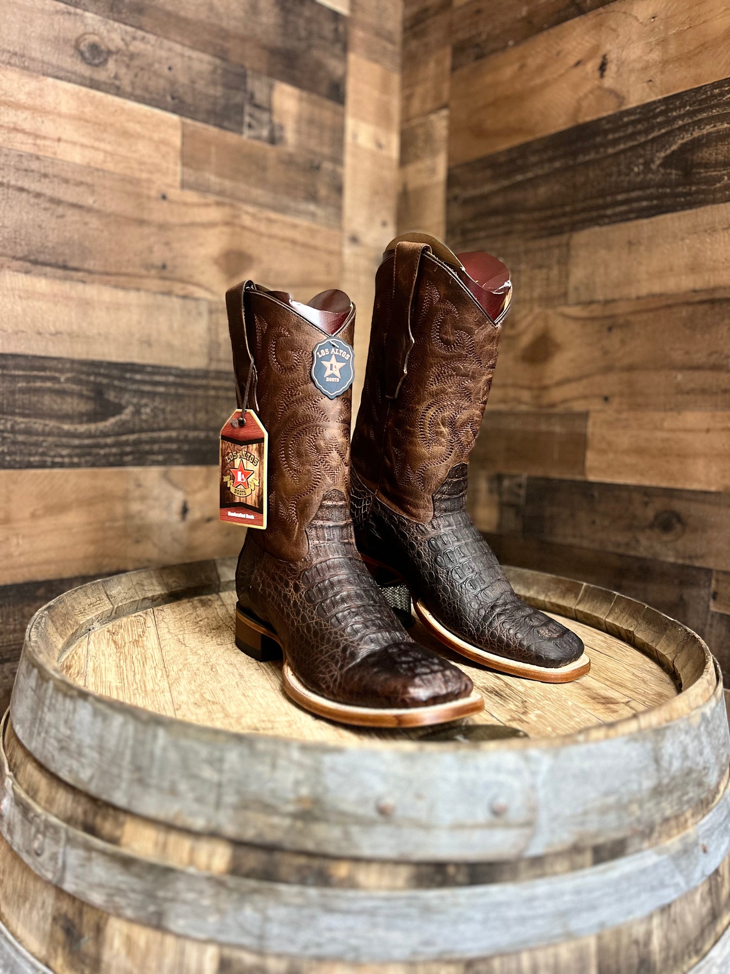 Los Altos Boots Brown Caiman Hornback