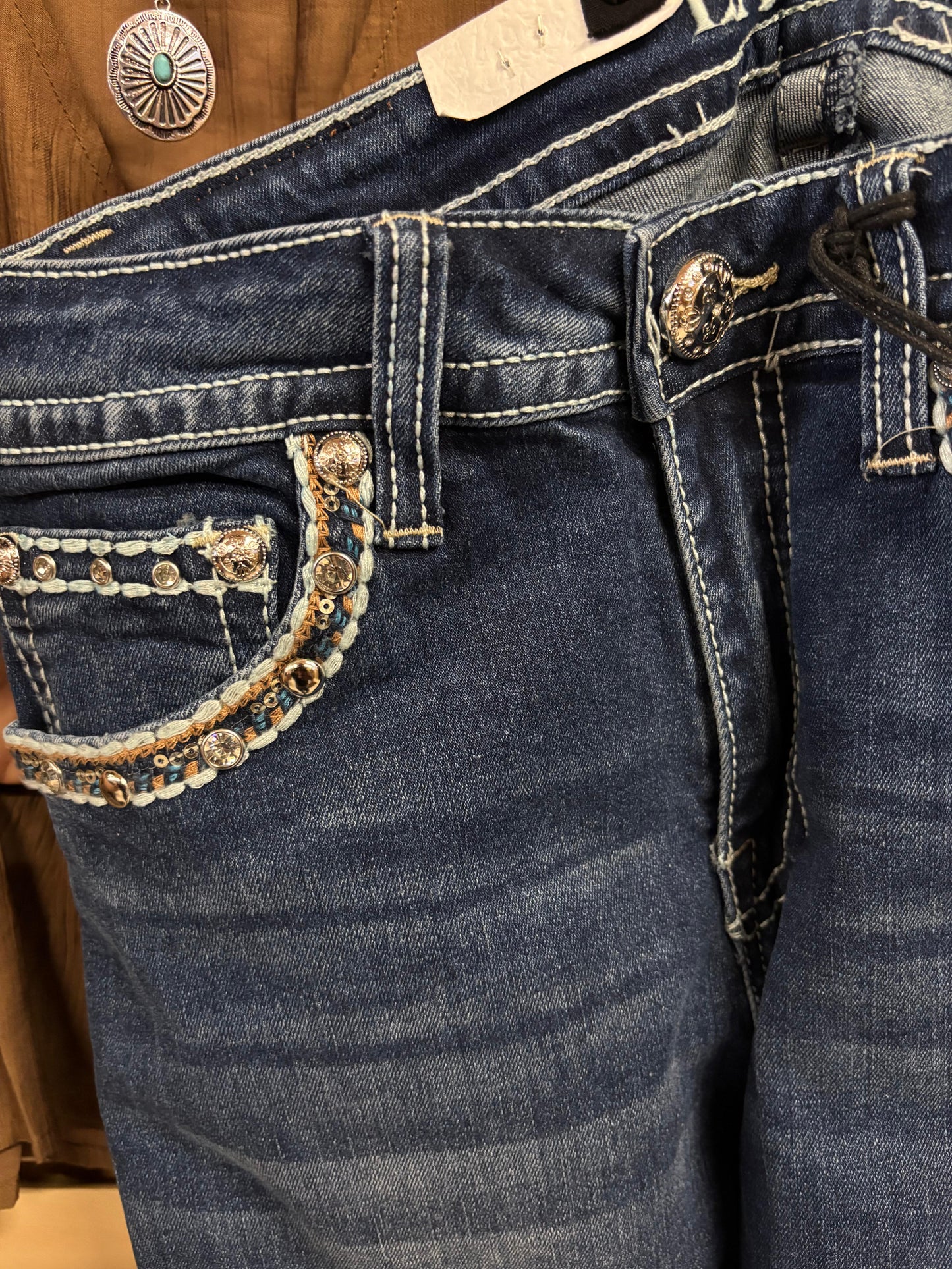 Women's Blue Rhinestone Bootcut Jean