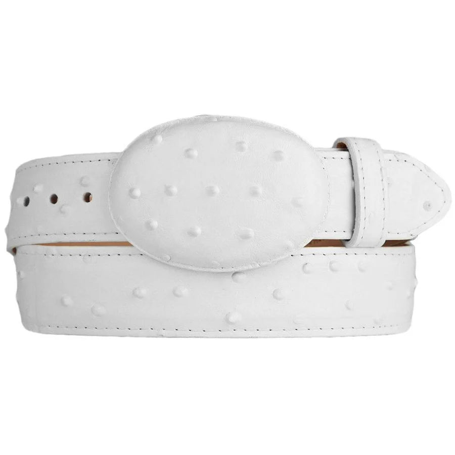 Imitation White Ostrich Cowboy Belt