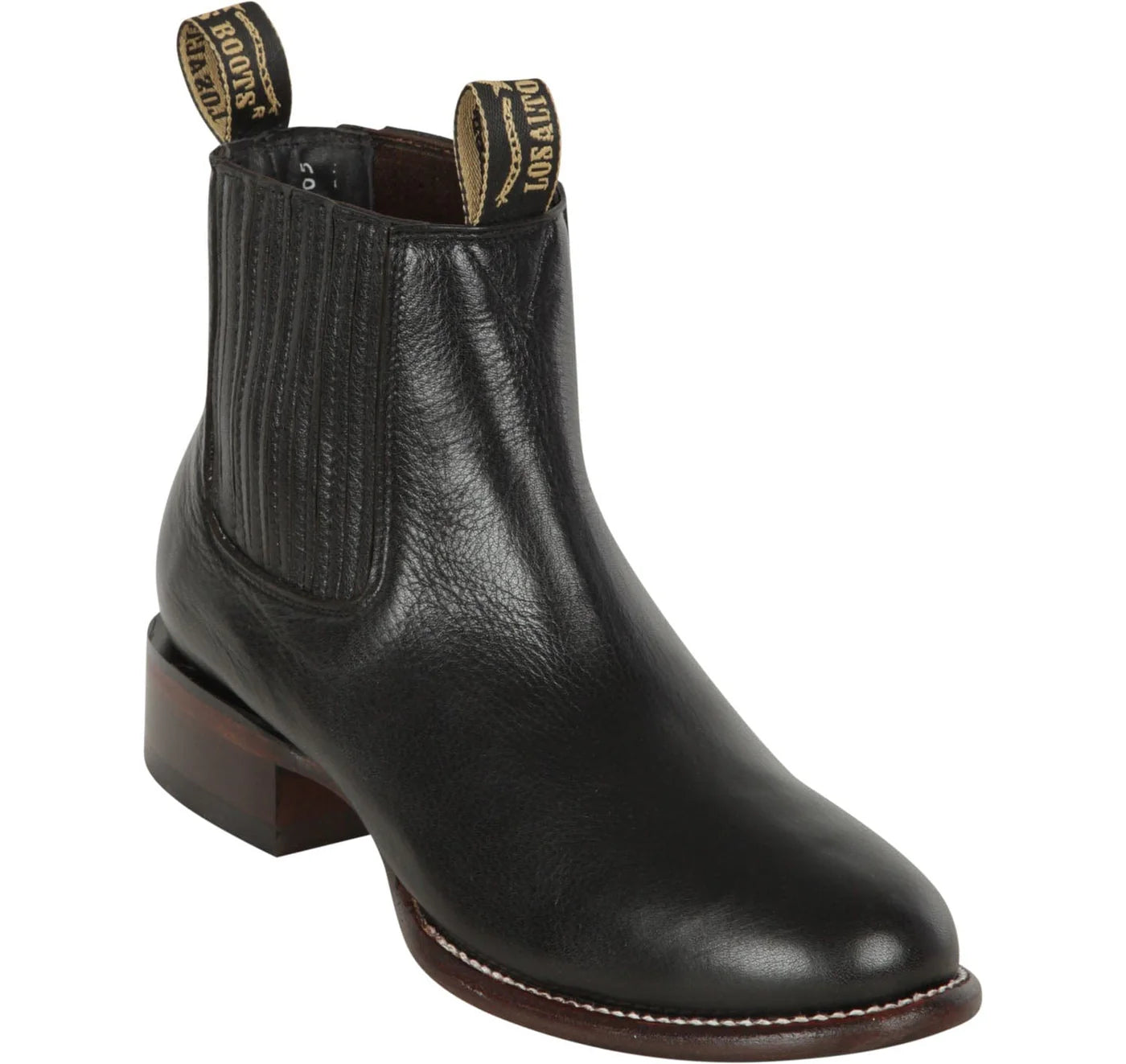 Men´s Genuine Black Leather Round Toe Ankle Boots - Los Altos Boots