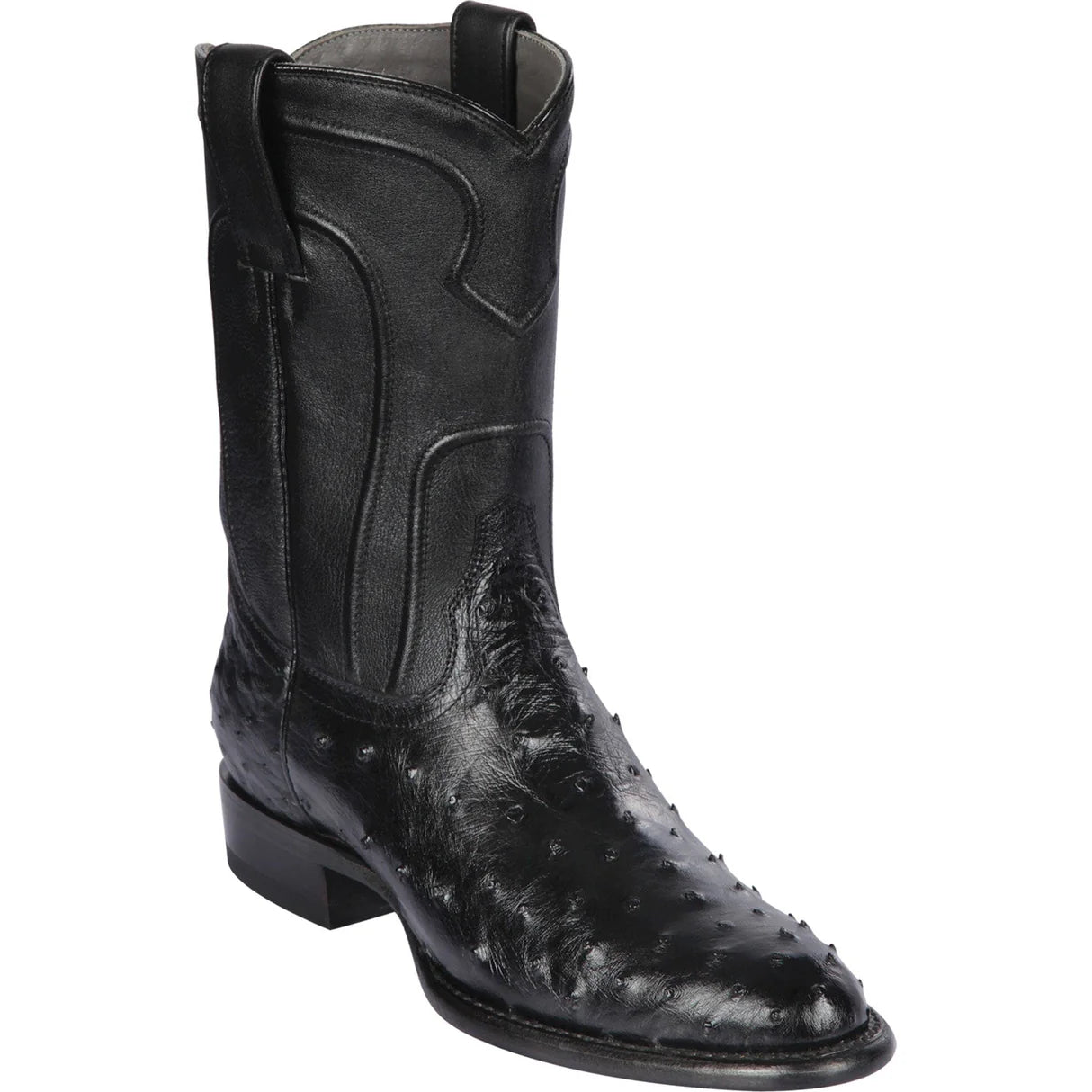 Los Altos Boots Original Ostrich Roper Boots Black
