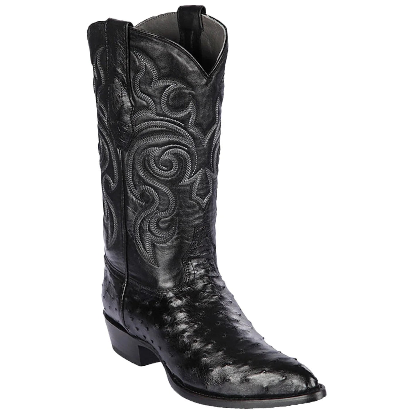 Men's Genuine Ostrich Black Skin J Toe Boots - Los Altos Boots