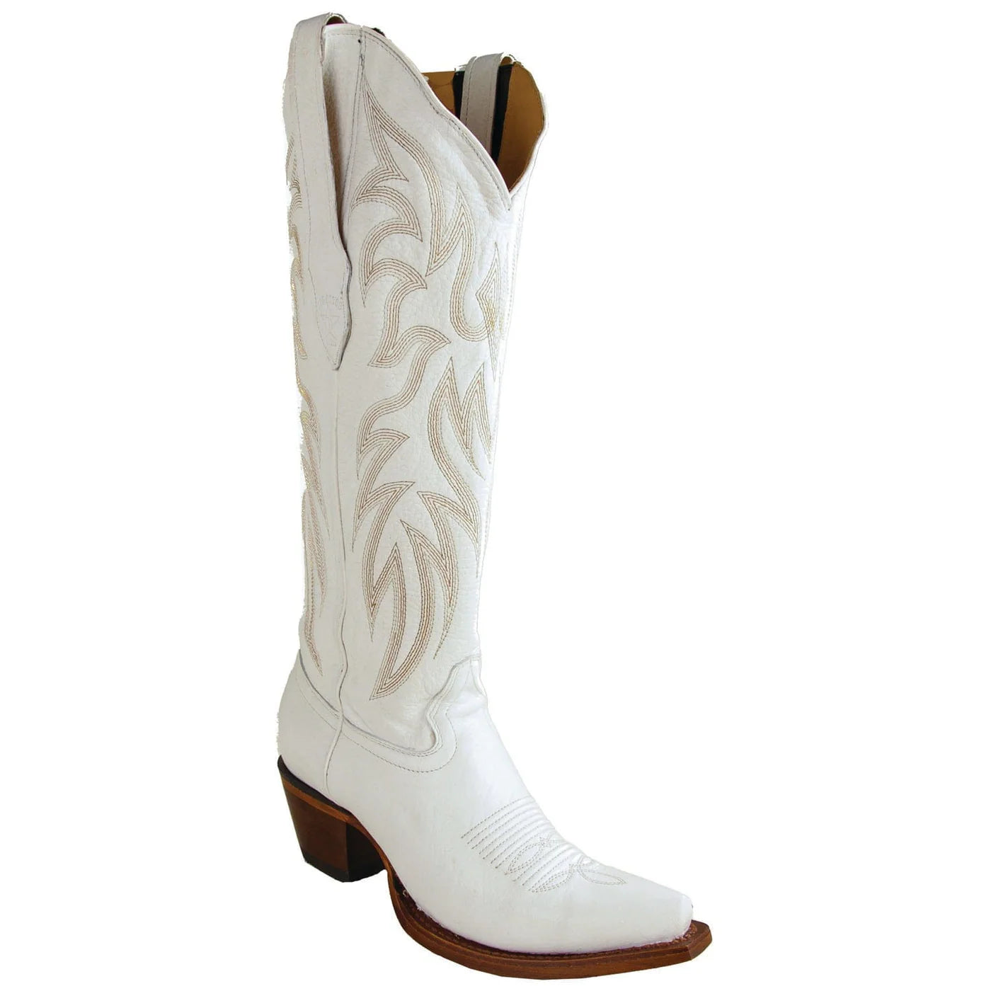Women's Genuine Rage Leather Snip Toe Tall Boots White Color - Los Altos Boots