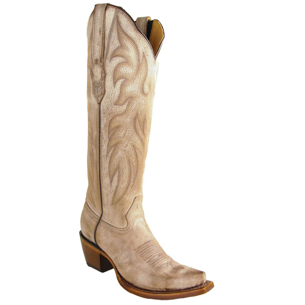 Women's Genuine Rage Leather Snip Toe Tall Boots Tan Color - Los Altos Boots