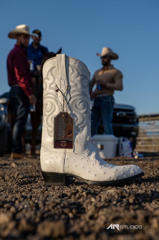 Los Altos Boots White Ostrich J Toe Boots