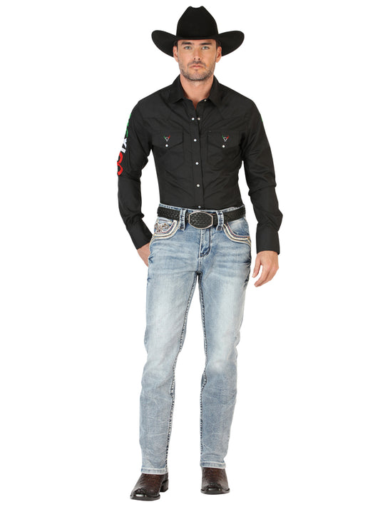 Centenario Men's Premium Denim Boot Cut Pants - Black 45532