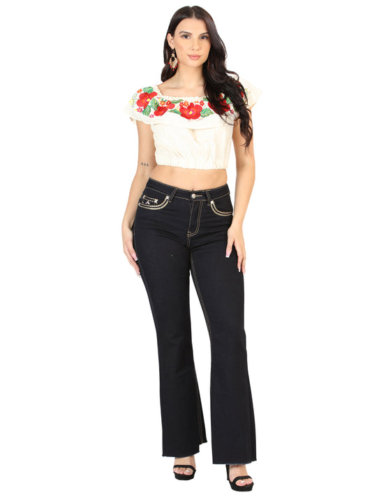 Centenario Women's Medium Blue Bootcut Denim Jeans 45544