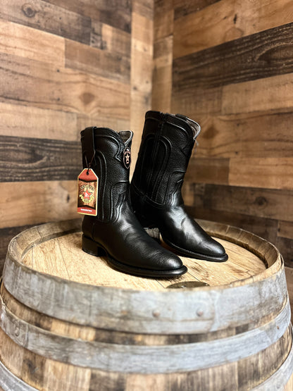 Los Altos Men's Belmont Black Leather Zipper Roper Toe Boot
