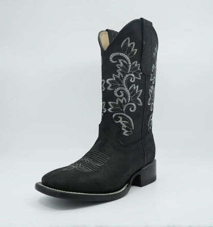 Stephy Cowgirl Boot Black Square Toe