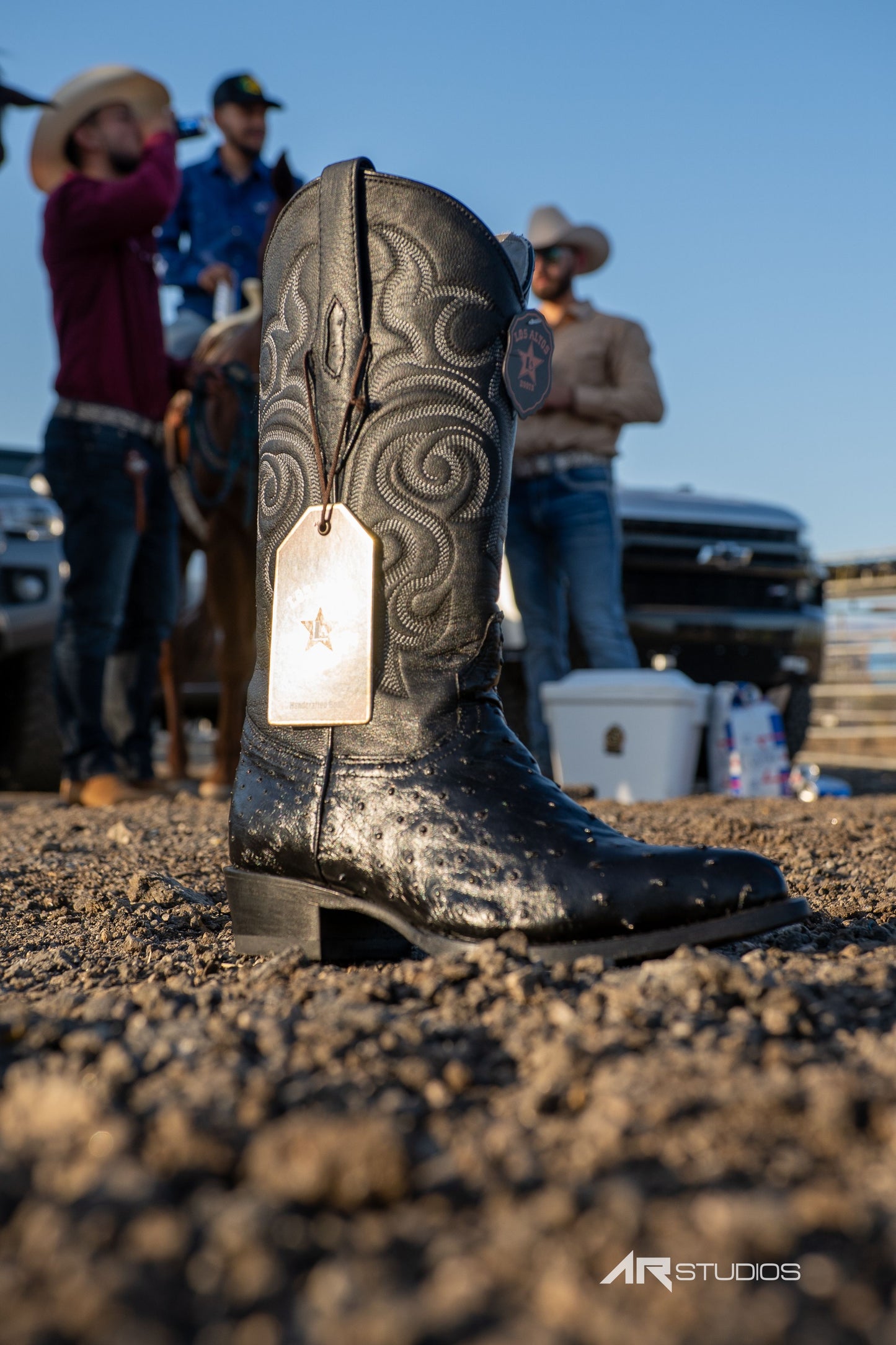 Los Altos Boots Black Ostrich Cowboy Boots J-Toe