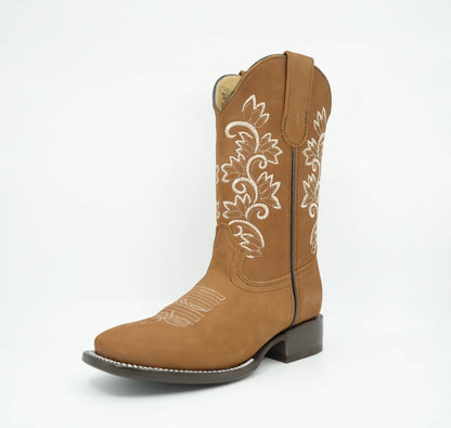Stephy Cowgirl Boot Tan Square Toe