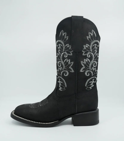 Stephy Cowgirl Boot Black Square Toe