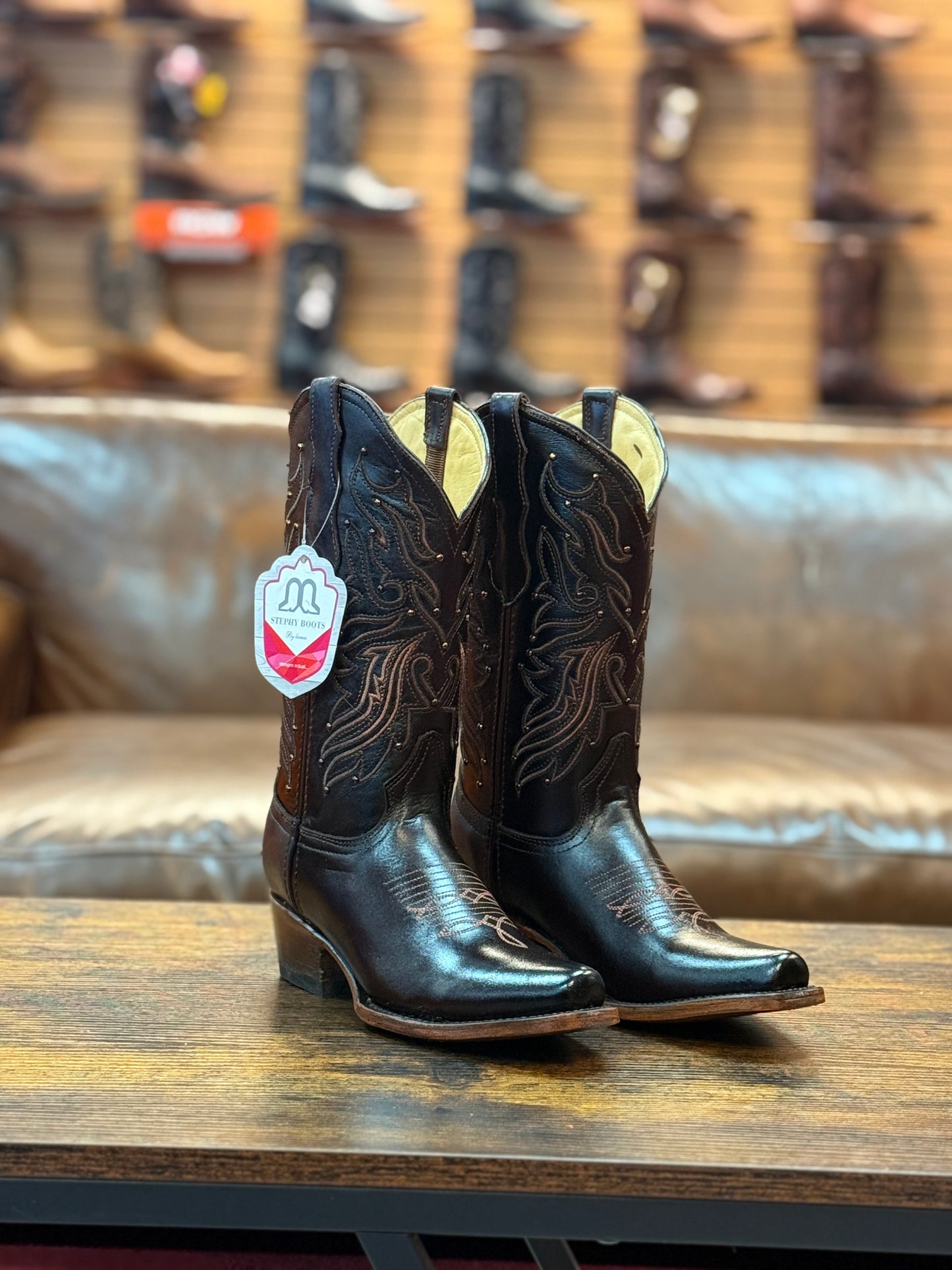 Stephy Cowgirl Boot Brown Snip Toe