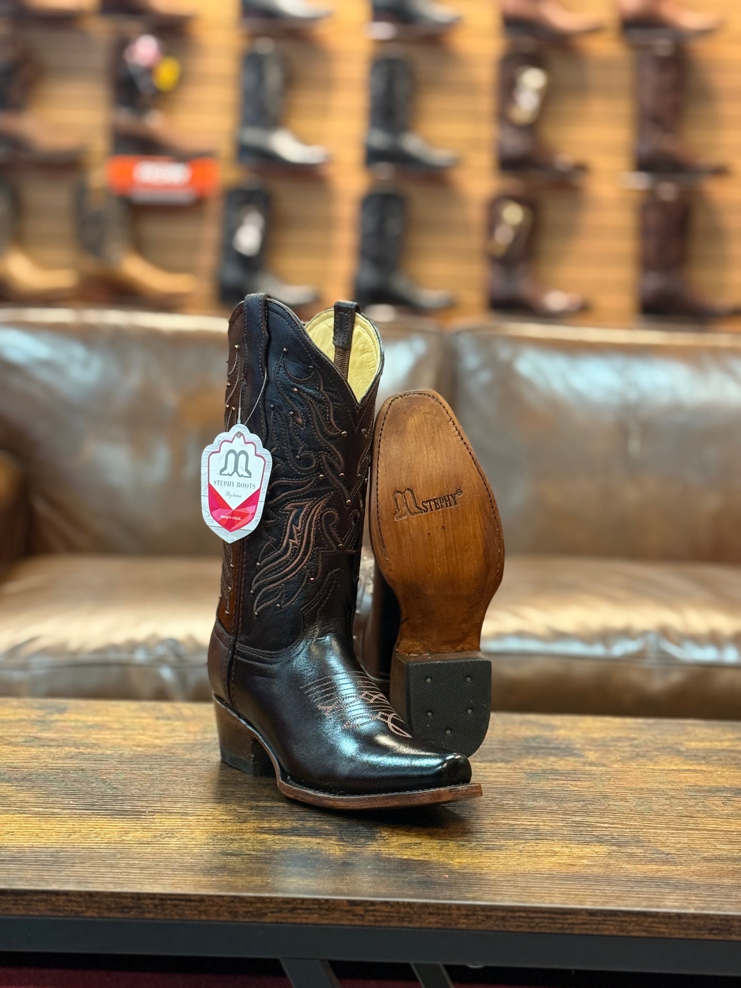 Stephy Cowgirl Boot Brown Snip Toe