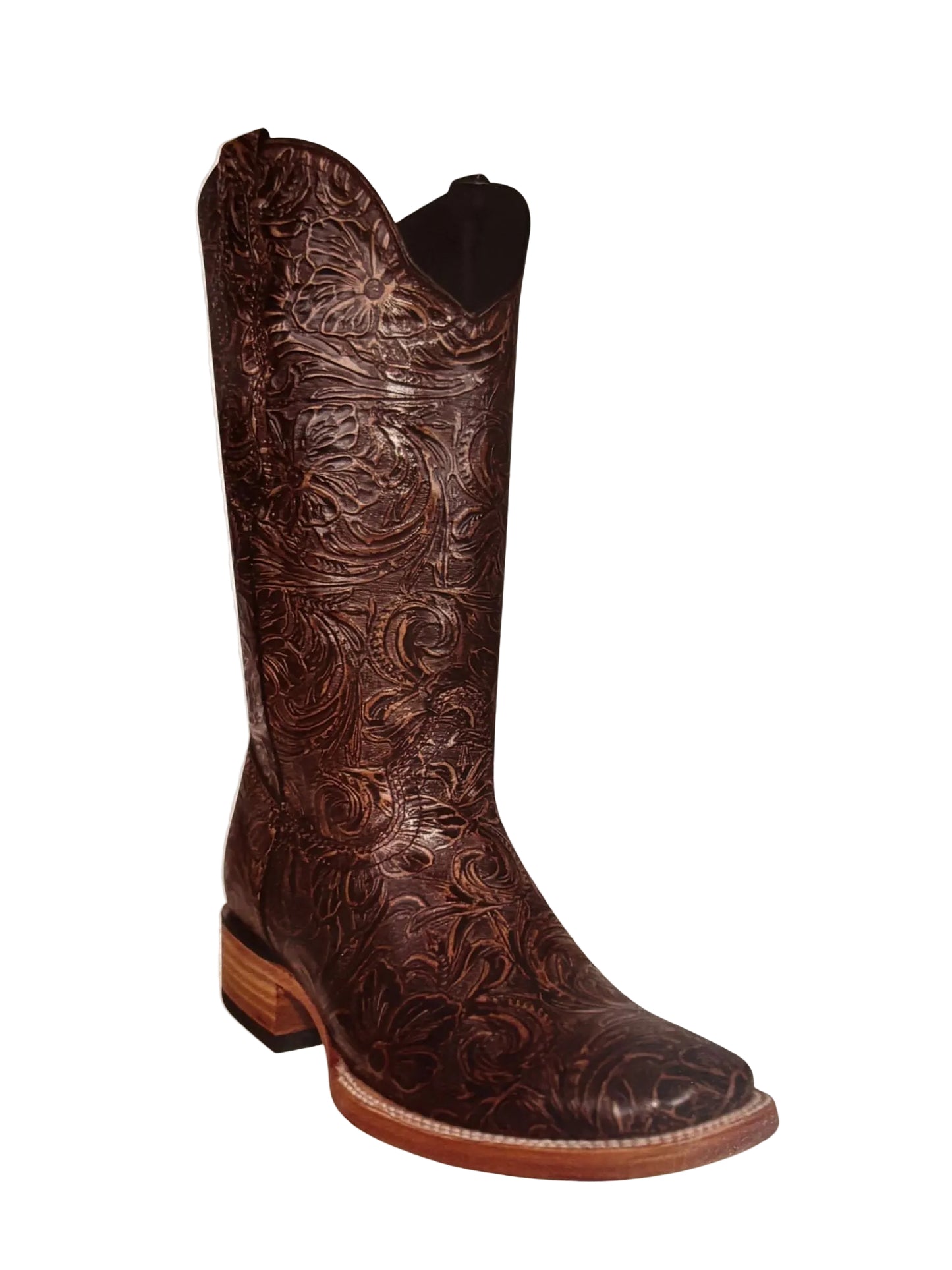 Bota Rodeo Cincelada Grabada Cafe - White Diamond - 465-46