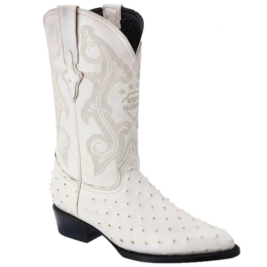 Engraved Ostrich White Boots with Last Form Puntal 900 WD-171
