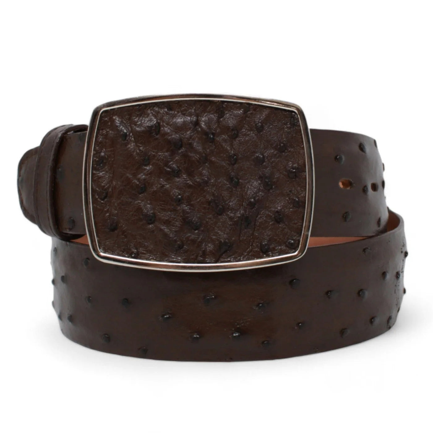 Genuine Ostrich Brown Skin Cowboy Belt - Los Altos Boots
