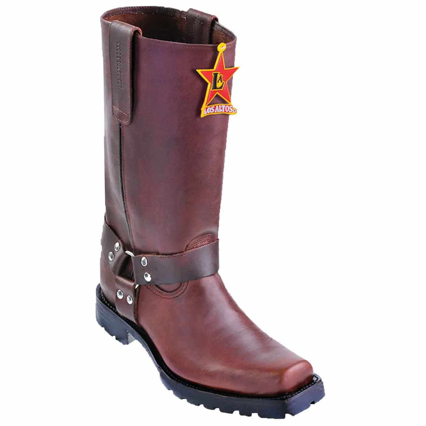 Men's Genuine Grasso Leather Wine Biker Boots - Los Altos Boots