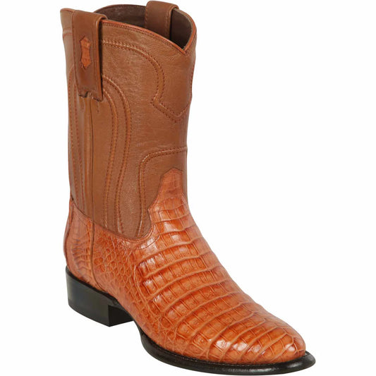 Men's Genuine Caiman Belly Skin Roper Toe Boots Cognac Color - Los Altos Boots