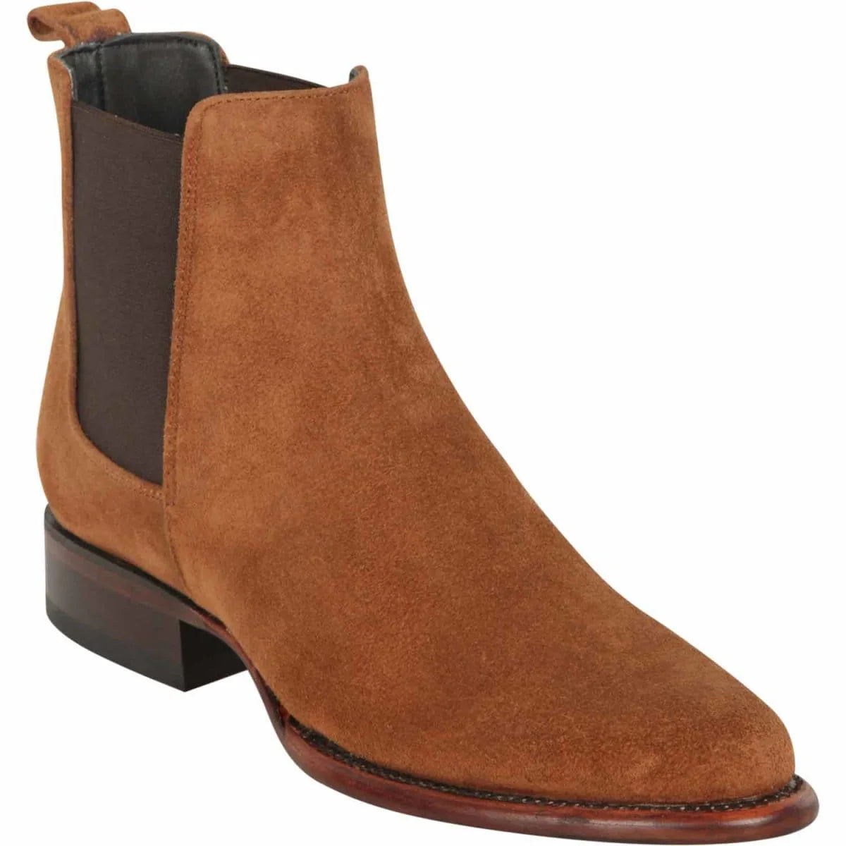 Men´s Genuine Nobuck Leather Round Toe Ankle Boots Cognac Color - Los Altos Boots