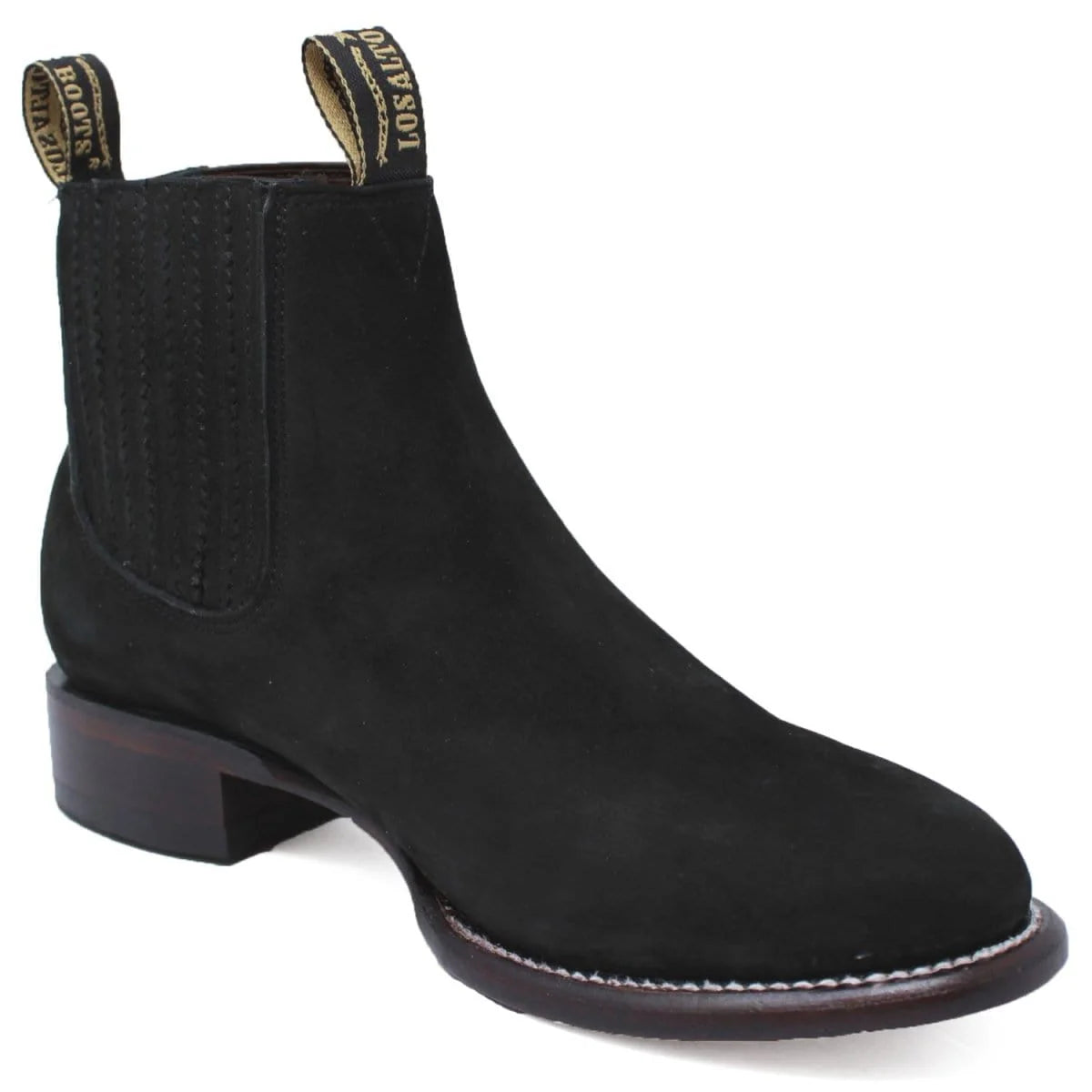 Men´s Genuine Nobuck Black Leather Round Toe Ankle Boots - Los Altos Boots