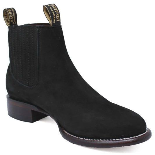 Men´s Genuine Nobuck Black Leather Round Toe Ankle Boots - Los Altos Boots