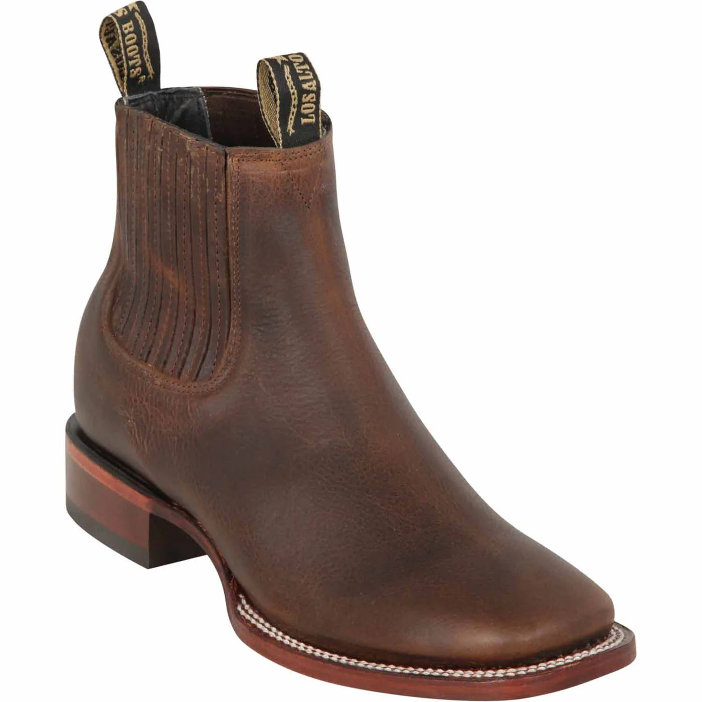 Los Altos Men's Wide Square Toe Rage Walnut Leather Short Boots LAB-82B99