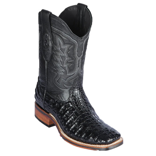 Men's Los Altos Caiman Black Flank Wide Square Toe Boots 826A18