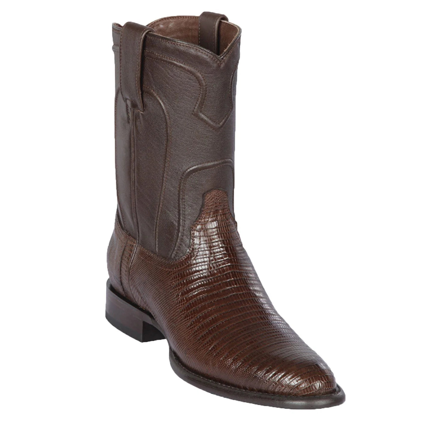 Men's Genuine Teju Lizard Skin Roper Toe Boots Brown Color - Los Altos Boots
