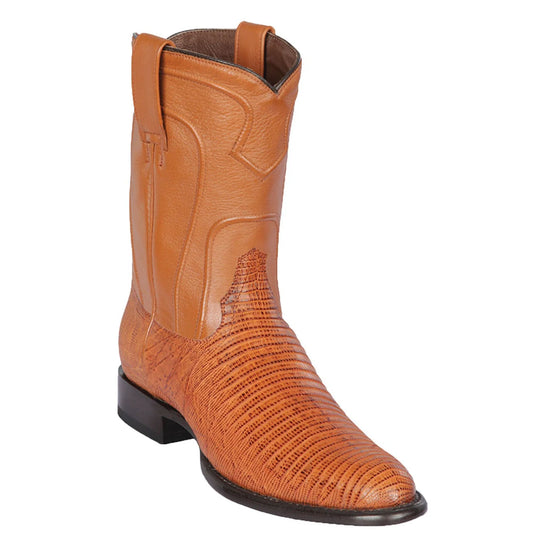 Men's Genuine Teju Lizard Skin Roper Toe Boots Honey Color - Los Altos Boots