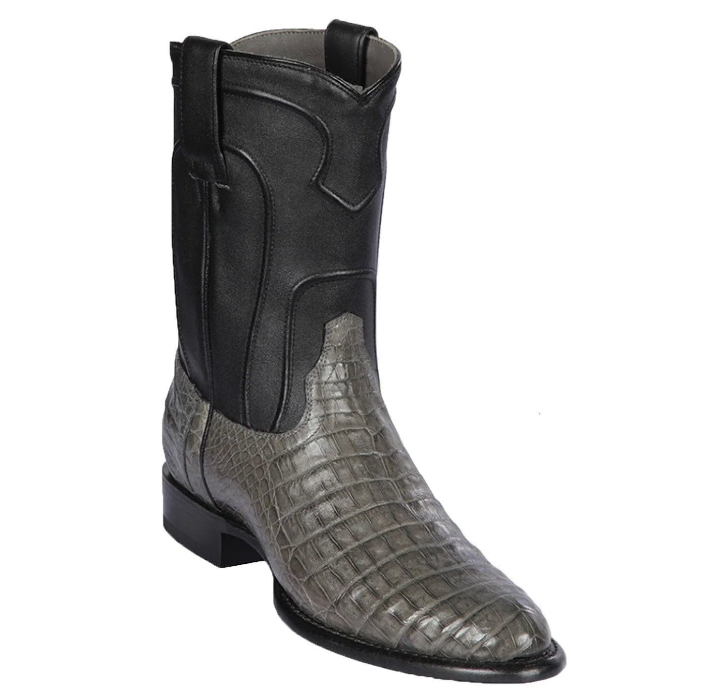 Men's Genuine Caiman Belly Skin Roper Toe Boots Gray Color - Los Altos Boots
