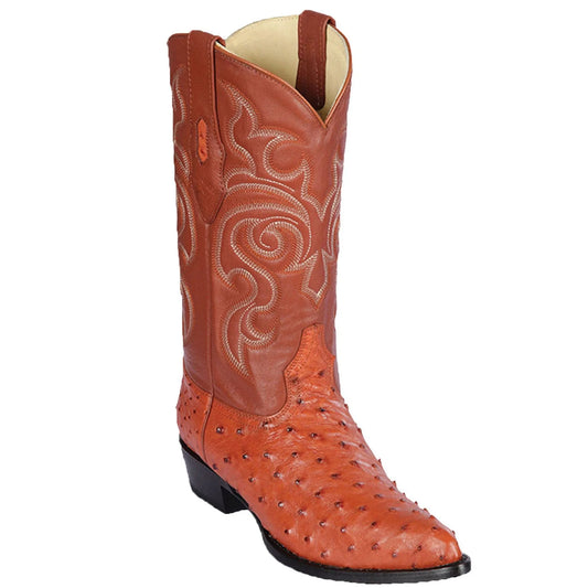 Men's Genuine Ostrich Cognac Skin J Toe Boots - Los Altos Boots