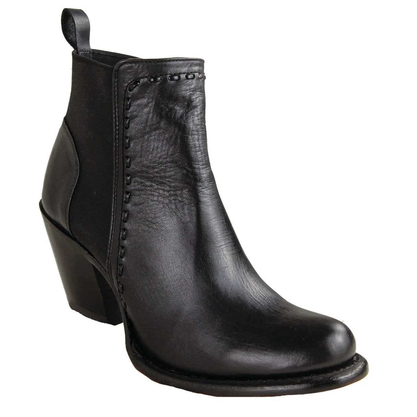 Women´s Genuine Porto Leather Round Toe Ankle Boots Black Color - Los Altos Boots