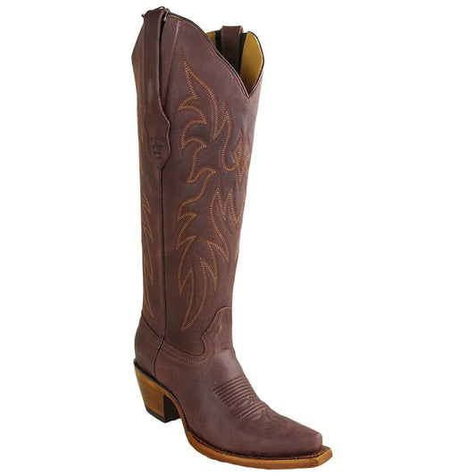 Women's Genuine Rage Leather Snip Toe Tall Boots Chocolate Color - Los Altos Boots