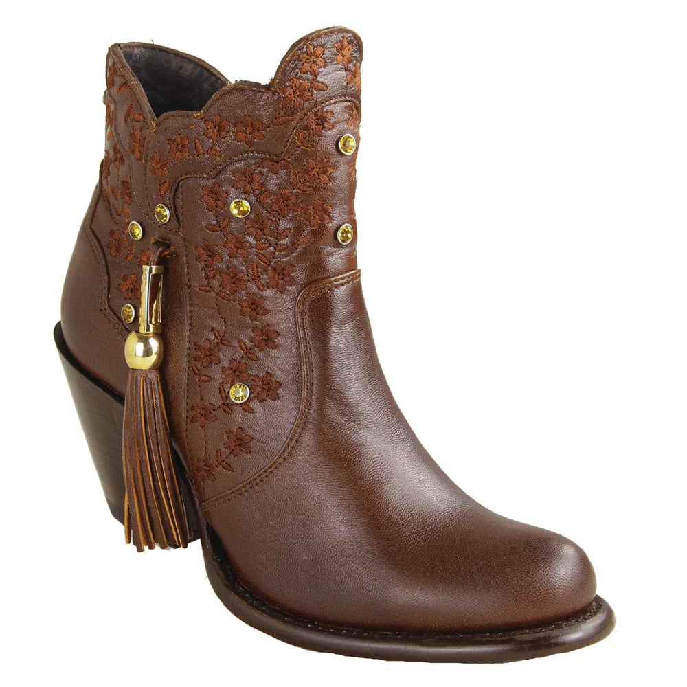 Women´s Genuine Leather Ximena Round Toe Ankle Boots Brown Color - Los Altos Boots
