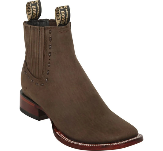 Women´s Genuine Nobuck Leather Wide Square Toe Ankle Boots Taupe Color - Los Altos Boots (Copy)