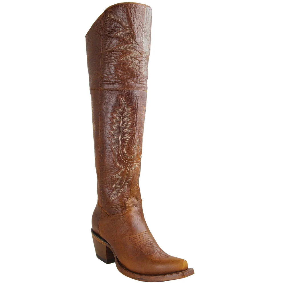 Women's Genuine Ohio Leather Snip Toe Tall Boots Walnut Color - Los Altos Boots