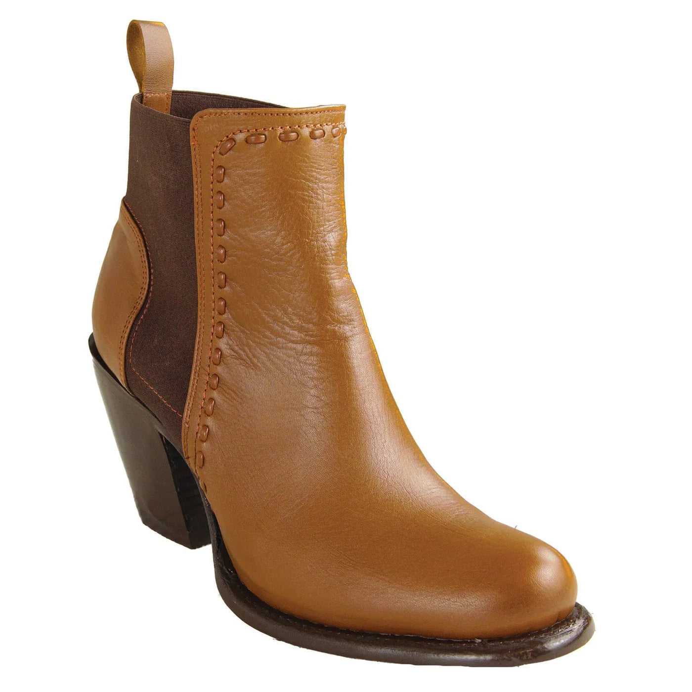 Women´s Genuine Porto Leather Round Toe Ankle Boots Honey Color - Los Altos Boots