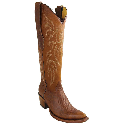 Women's Genuine Rage Leather Snip Toe Tall Boots Walnut Color - Los Altos Boots