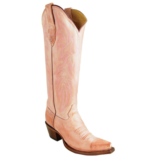 Women's Genuine Rage Leather Snip Toe Tall Boots Pink Color - Los Altos Boots