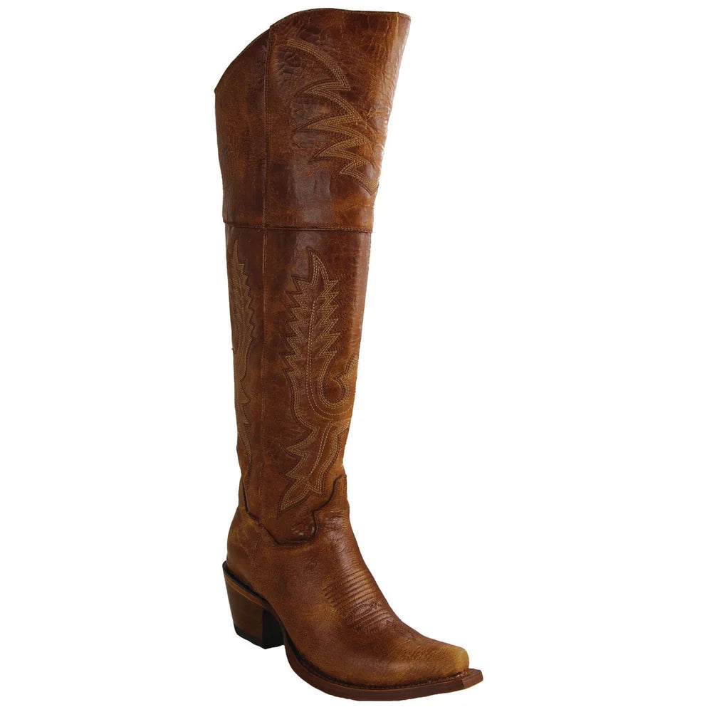 Women's Genuine Volcano Leather Snip Toe Tall Boots Dark Brown Color - Los Altos Boots
